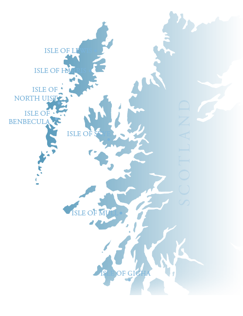 scotland map showing the hebrides